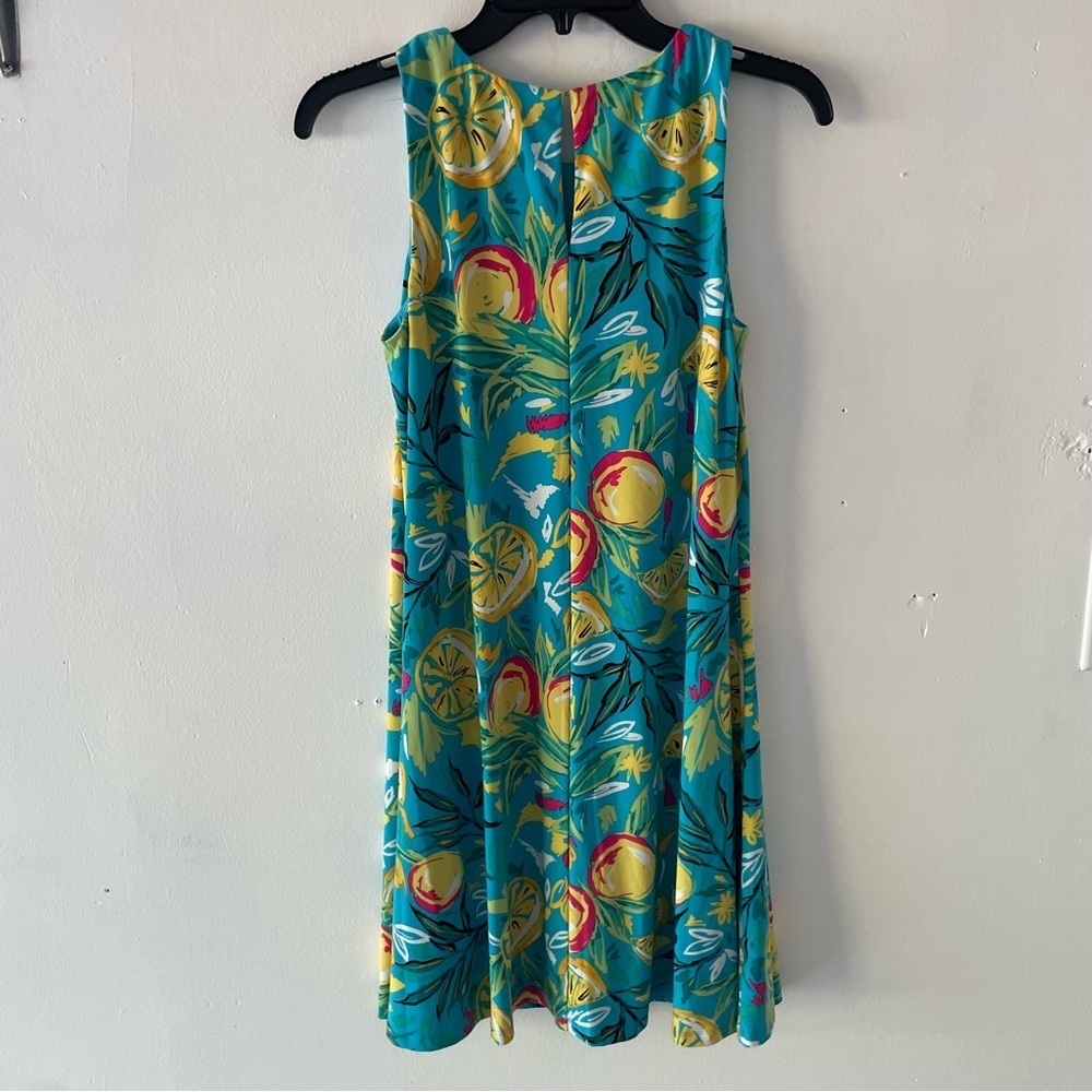 Papagallo blue citrus fruit print dress peaches lemons oranges 37834 - Picture 2 of 7